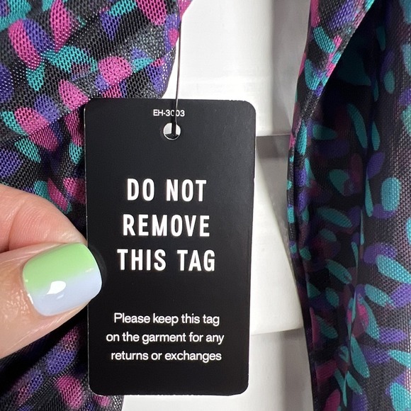 Express Off The Shoulder Long Sleeve Mesh Ruched Bodycon Dress Size Medium NWT - Picture 3 of 10